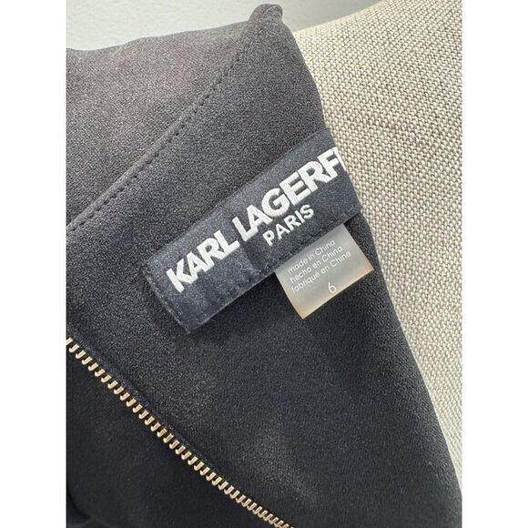 Karl Lagerfeld NWT Puff Sleeve Chain Belt Dress in Black Size 6 - Picture 5 of 6